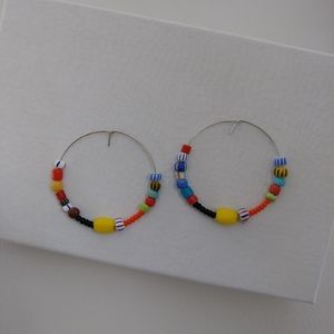 Colorful Tribal Bead Hoop Earring